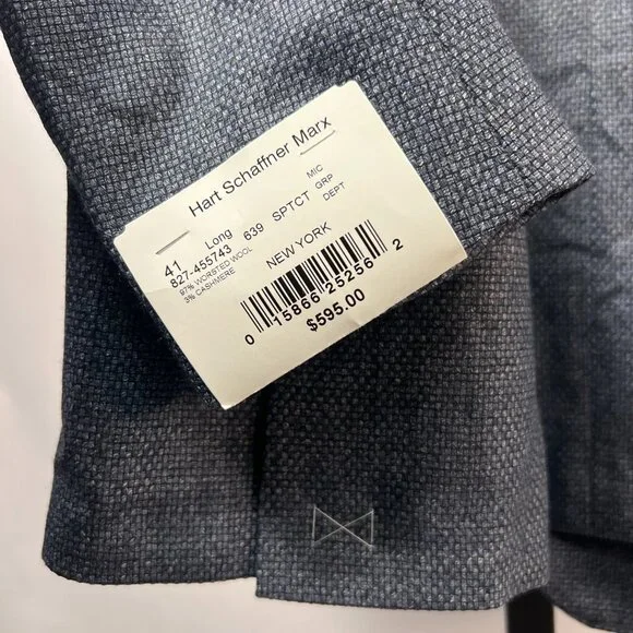 NWT WALTER MORTON HSM 41L  nail head Steel Blue 2 Btn 93%Wool 3%Cashmere USA - Picture 5 of 10